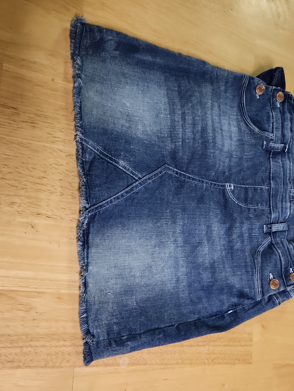Vanilla Star Girls Denim Overall Skort Frayed Hem Skirtall Sz Youth 12 Blue EUC - Picture 7 of 10